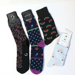 New socks 4 pairs printed men unisex gift Grafton Bellissimo black tropical 7-12